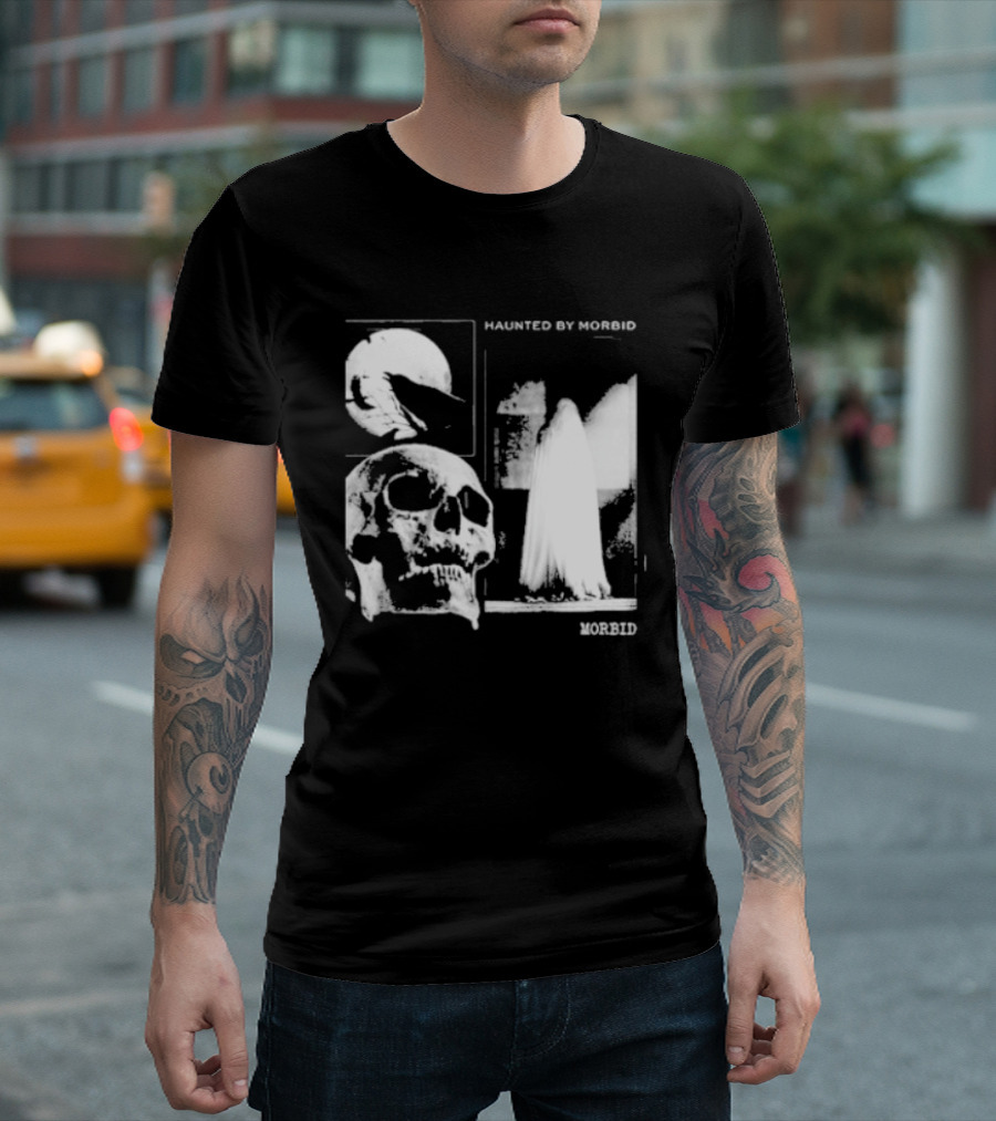 Haunted By Morbid Skull And Ghost Imagery Morbid Podcast T-Shirt