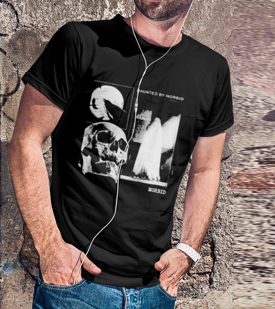 Haunted By Morbid Skull And Ghost Imagery Morbid Podcast T-Shirt