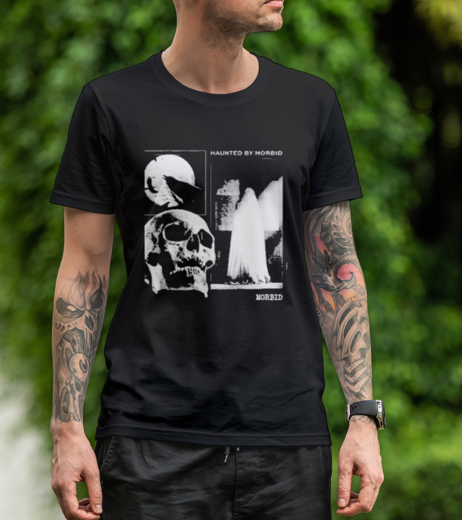 Haunted By Morbid Skull And Ghost Imagery Morbid Podcast T-Shirt
