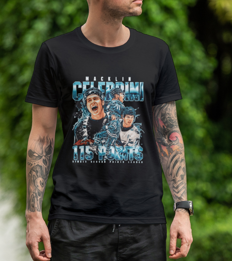 Macklin Celebrini 115 Points San Jose Sharks #71 Collage T-Shirt