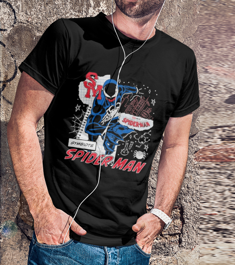 Marvel Symbiote Spider Man Sketch SM Spiderman In City Scene T-Shirt