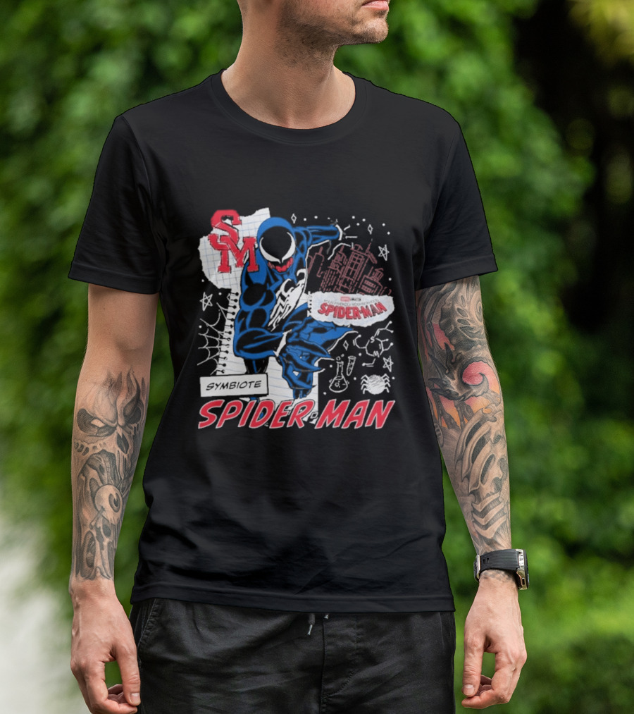 Marvel Symbiote Spider Man Sketch SM Spiderman In City Scene T-Shirt