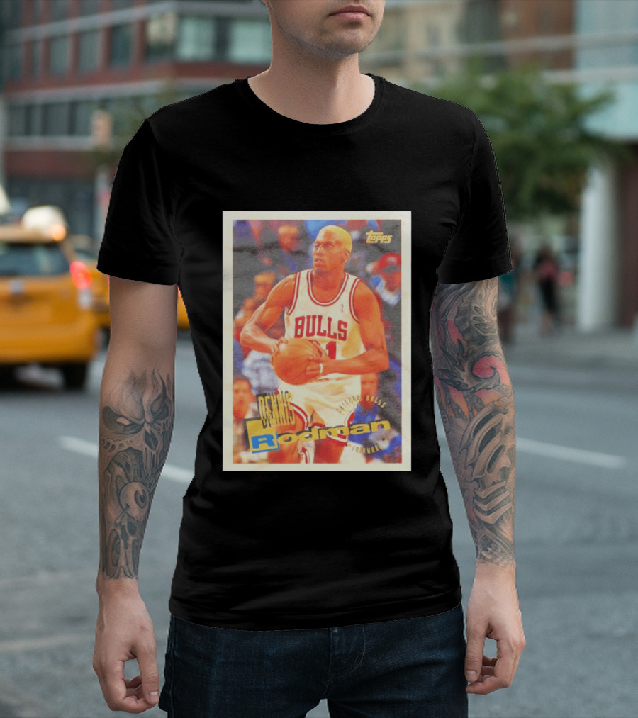 Dennis Rodman Chicago Bulls Topps Card NBA Forward T-Shirt