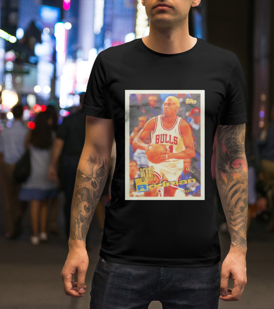 Dennis Rodman Chicago Bulls Topps Card NBA Forward T-Shirt