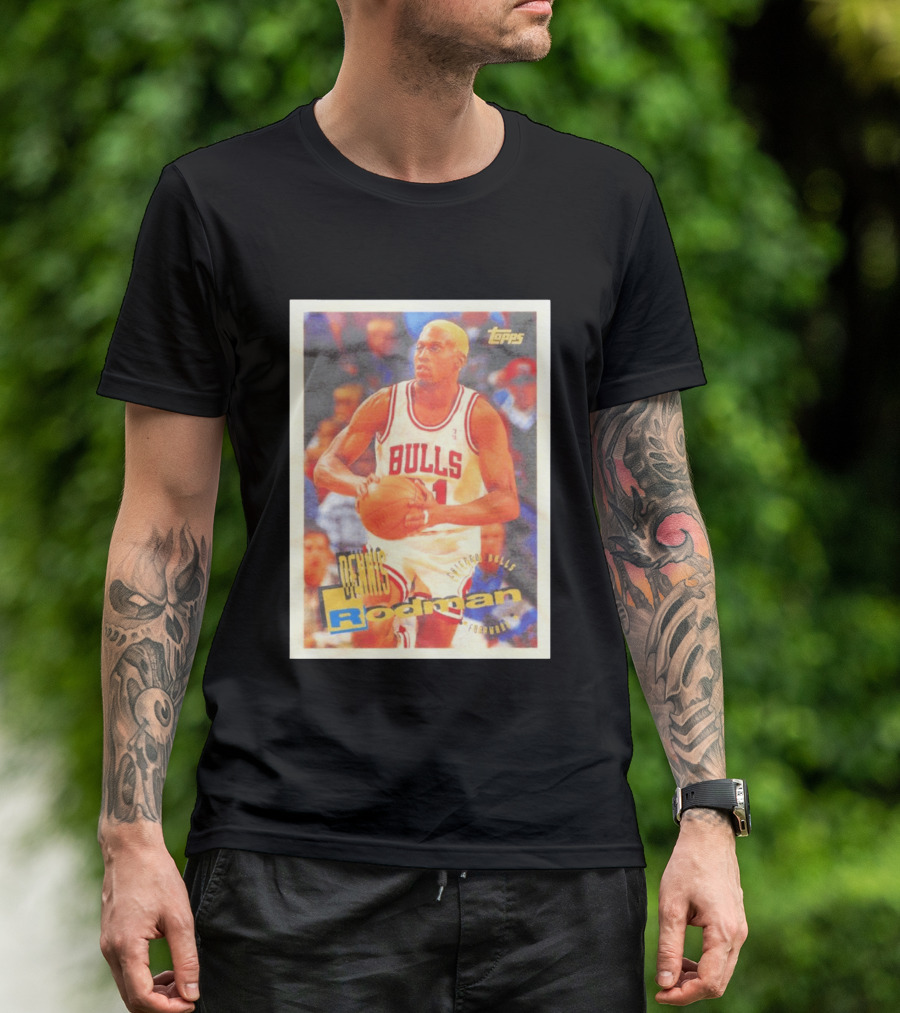Dennis Rodman Chicago Bulls Topps Card NBA Forward T-Shirt