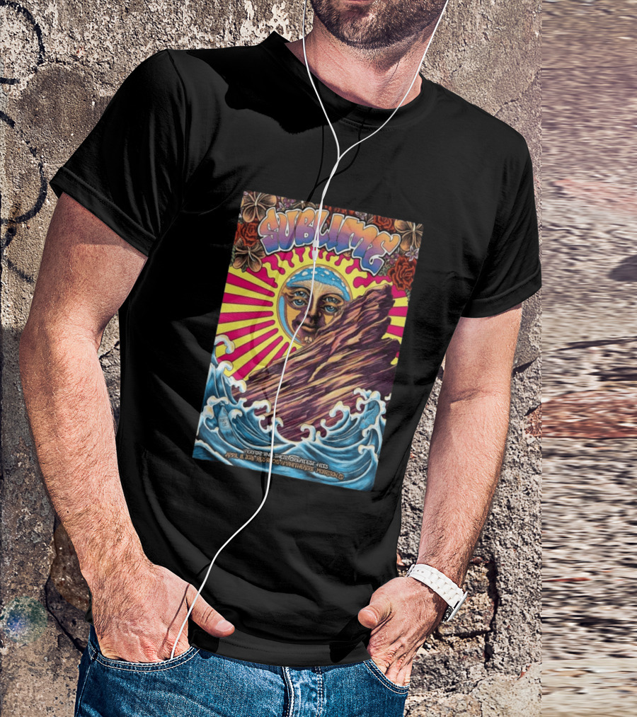Sublime April 18 2026 Red Rocks Amphitheatre Morrison CO Performing Their Greatest Hits Sun Ocean Waves T-Shirt