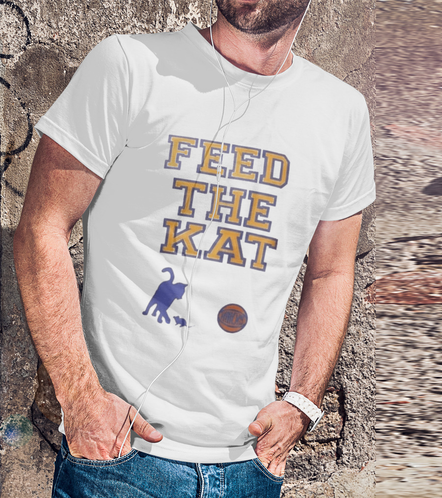 Feed The Kat Knicks Logo Basketball Cat T-Shirt