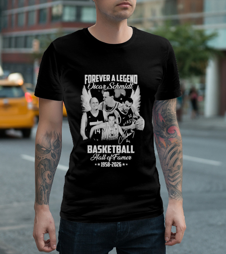 Forever A Legend Oscar Schmidt Basketball Hall Of Famer 1958 2026 Winged T-Shirt
