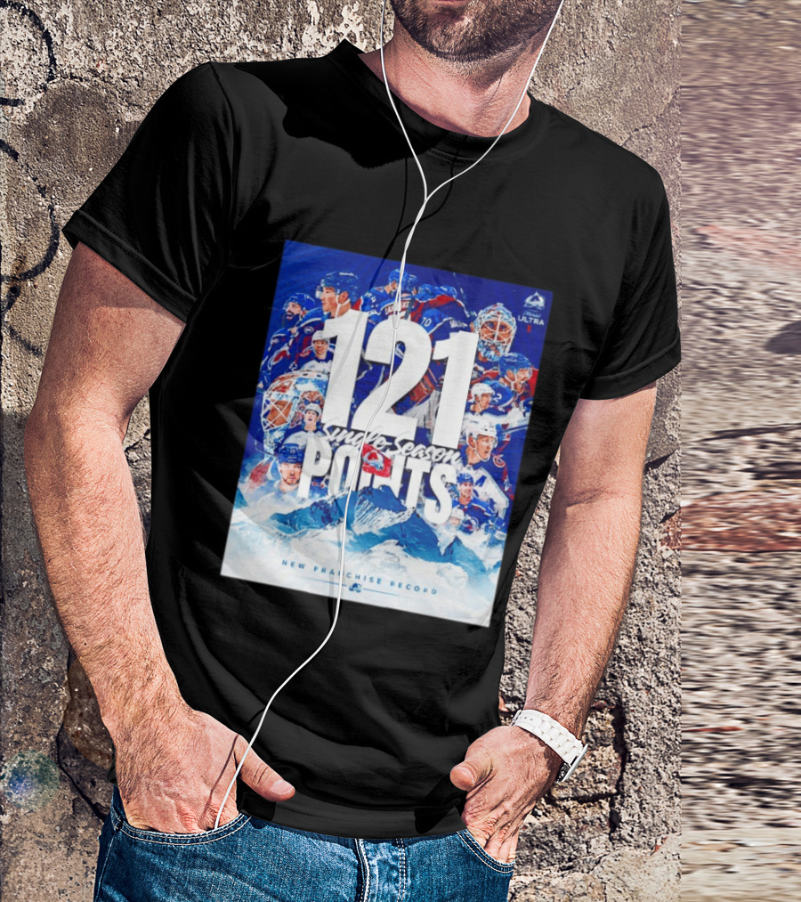 Colorado Avalanche 121 Single Season Points New Franchise Record T-Shirt