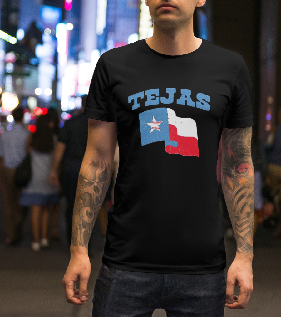 TEJAS Texas Flag With Baseball Star T-Shirt