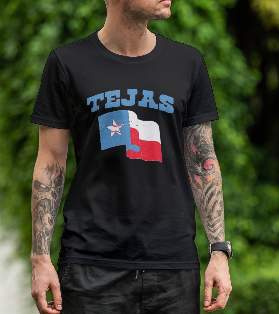 TEJAS Texas Flag With Baseball Star T-Shirt
