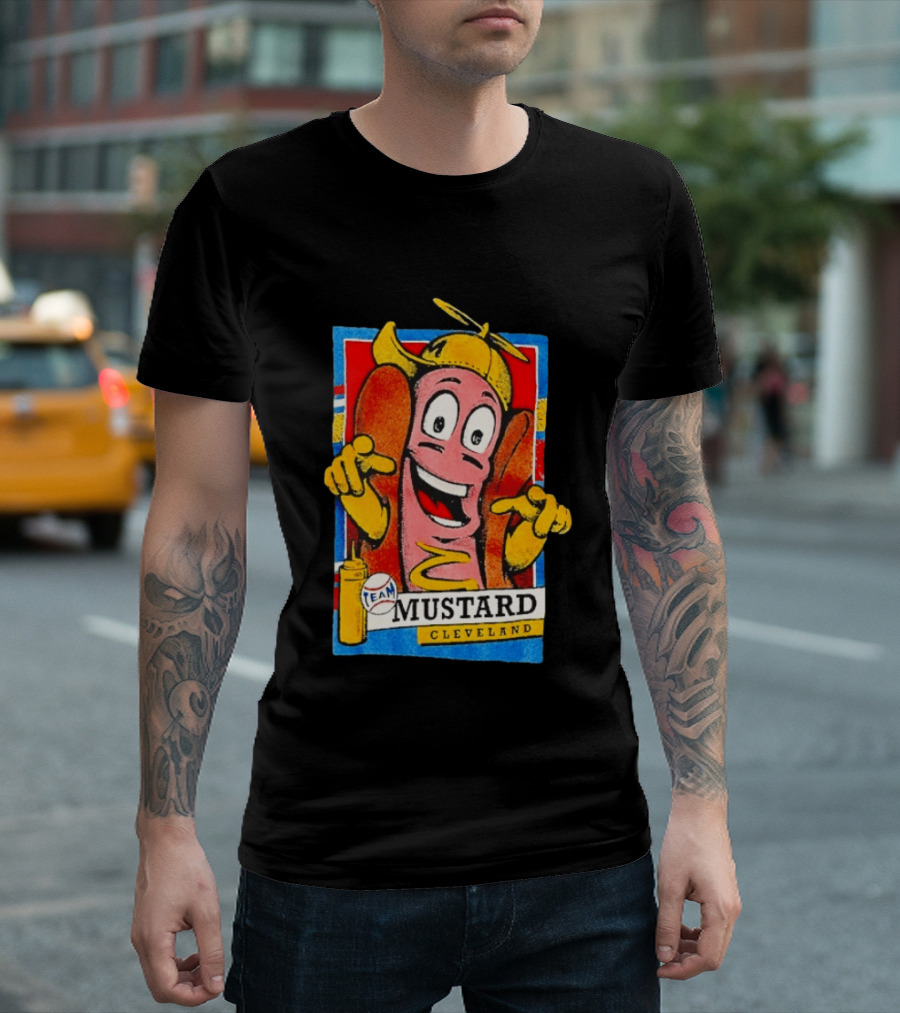 Cleveland Team Mustard Hot Dog Character Colorful T-Shirt