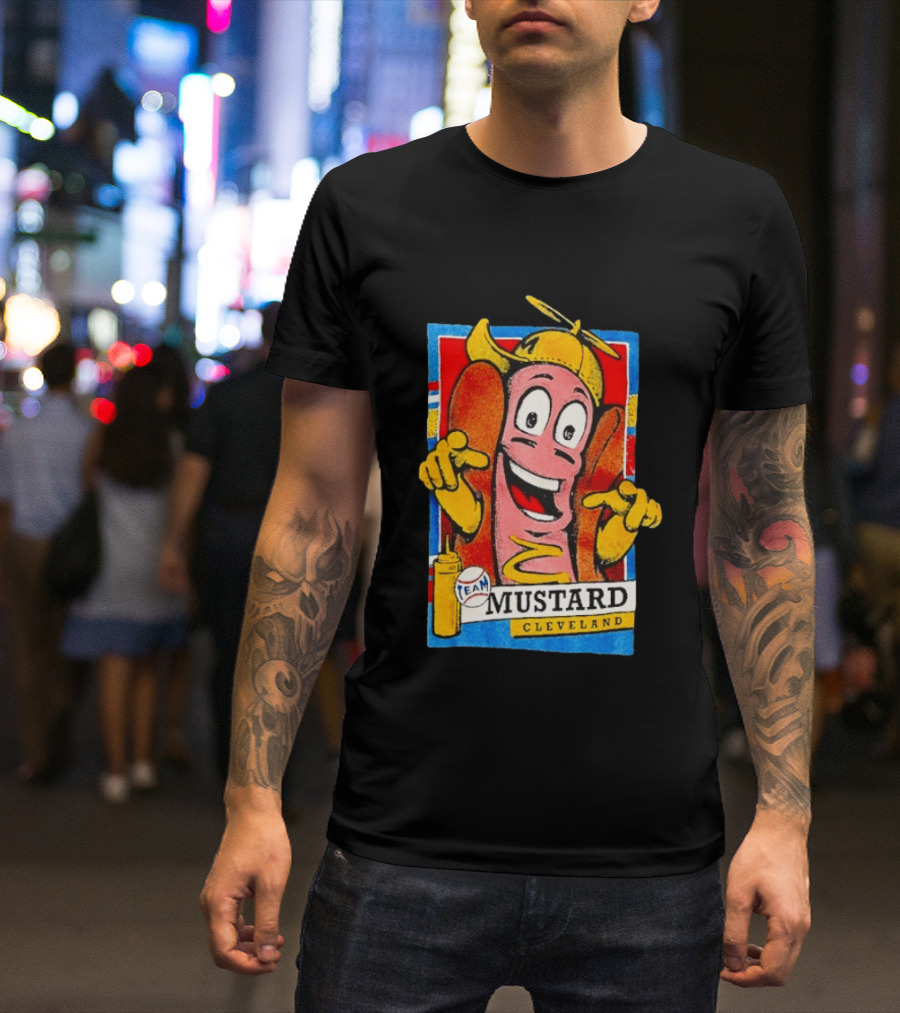 Cleveland Team Mustard Hot Dog Character Colorful T-Shirt