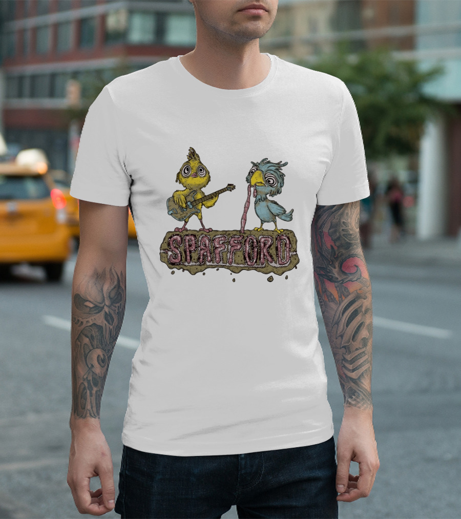 Spafford Birds Playing Guitar And Worm Microphone T-Shirt