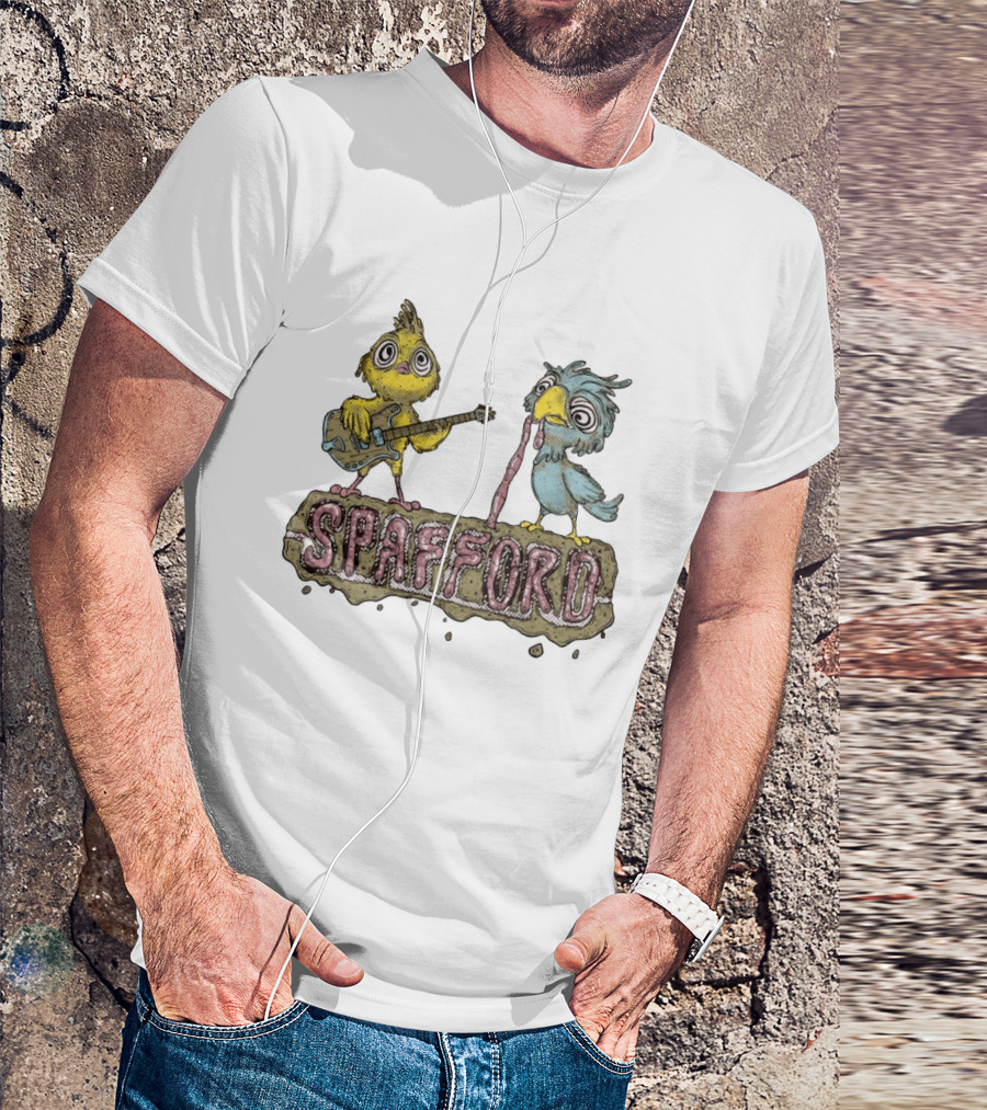 Spafford Birds Playing Guitar And Worm Microphone T-Shirt