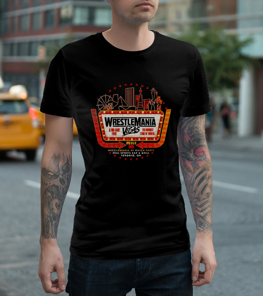 WrestleMania Vegas Skyline Party Fremont St WWE WrestleMania 42 T-Shirt
