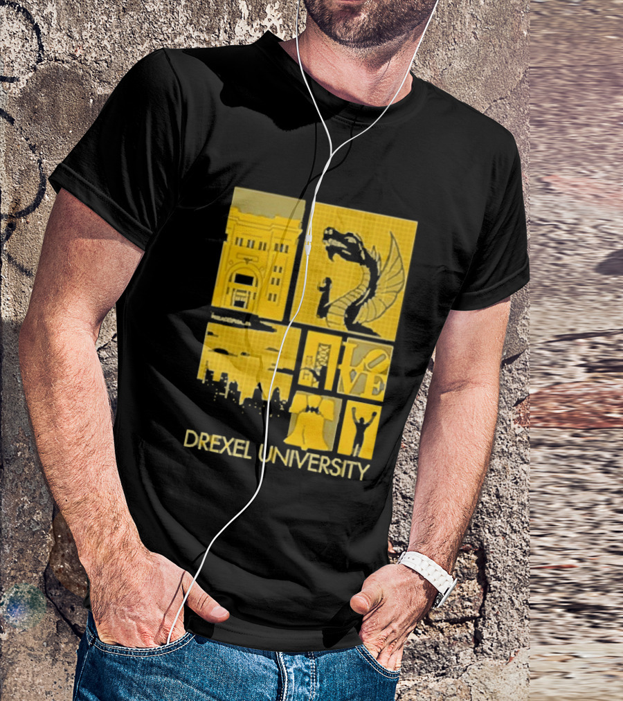 Drexel University Dragons Skyline Liberty Bell Icon Philadelphia T-Shirt