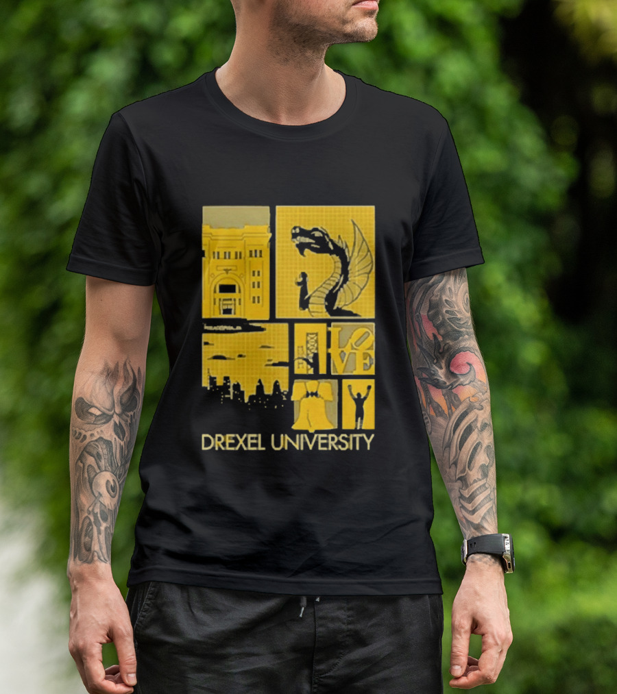 Drexel University Dragons Skyline Liberty Bell Icon Philadelphia T-Shirt