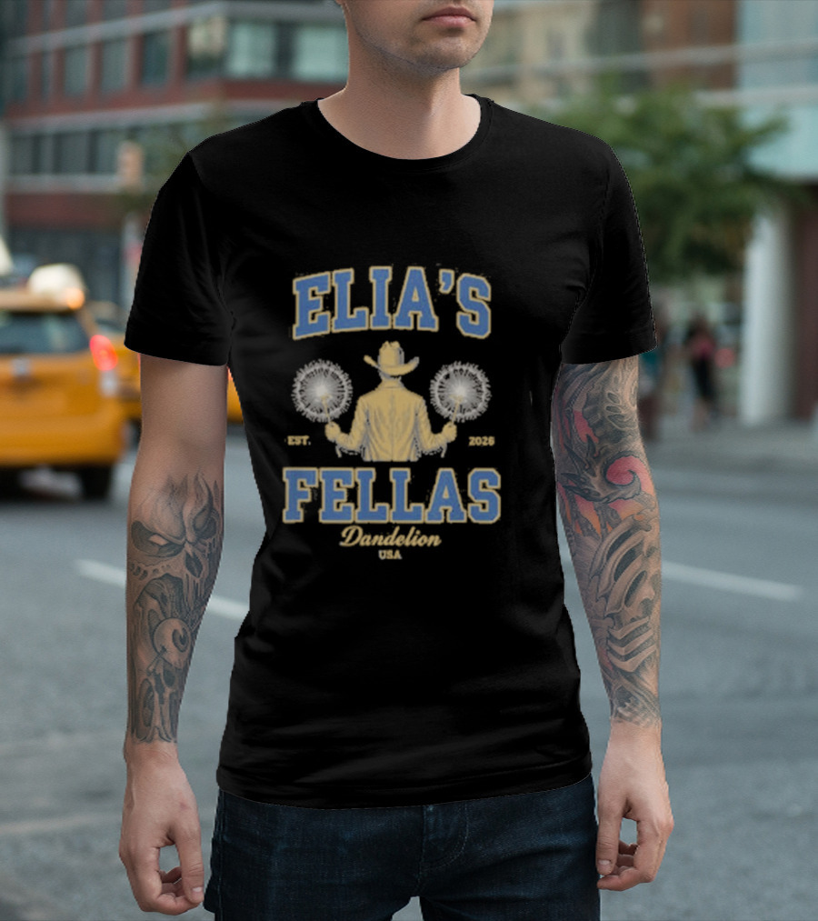 Elia's Fellas Dandelion USA Western Fella Est 2026 Cowboy With Dandelions T-Shirt