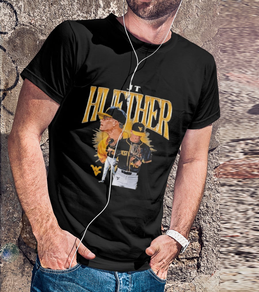 JT Huether West Virginia Mountaineers Baseball Player WV T-Shirt