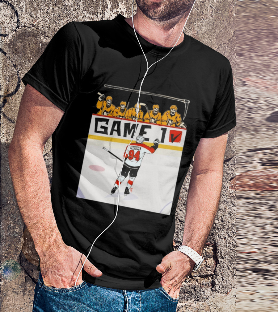 Philadelphia Flyers Porter Martone Celebrates Game 1 Win Over Pittsburgh Penguins T-Shirt