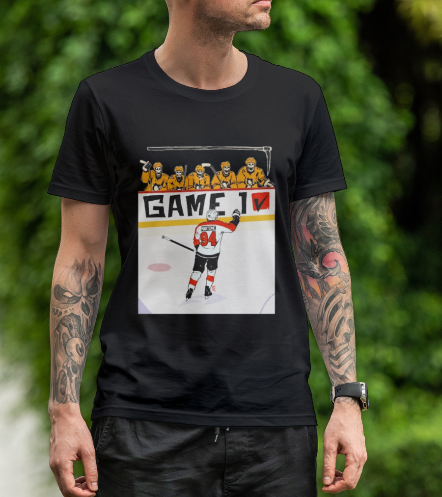 Philadelphia Flyers Porter Martone Celebrates Game 1 Win Over Pittsburgh Penguins T-Shirt