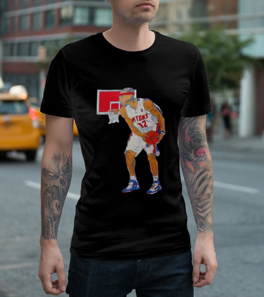 Richard Hamilton Pistons Let It Rip 32 Basketball Action T-Shirt