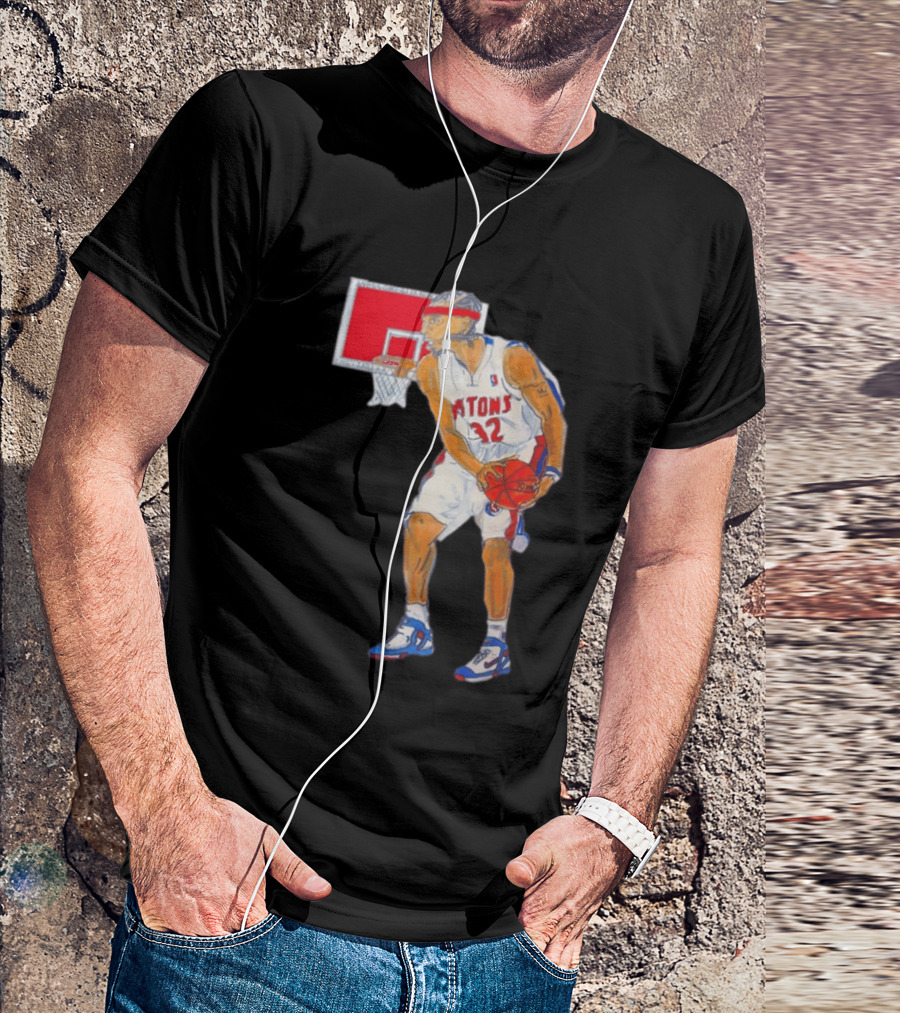 Richard Hamilton Pistons Let It Rip 32 Basketball Action T-Shirt