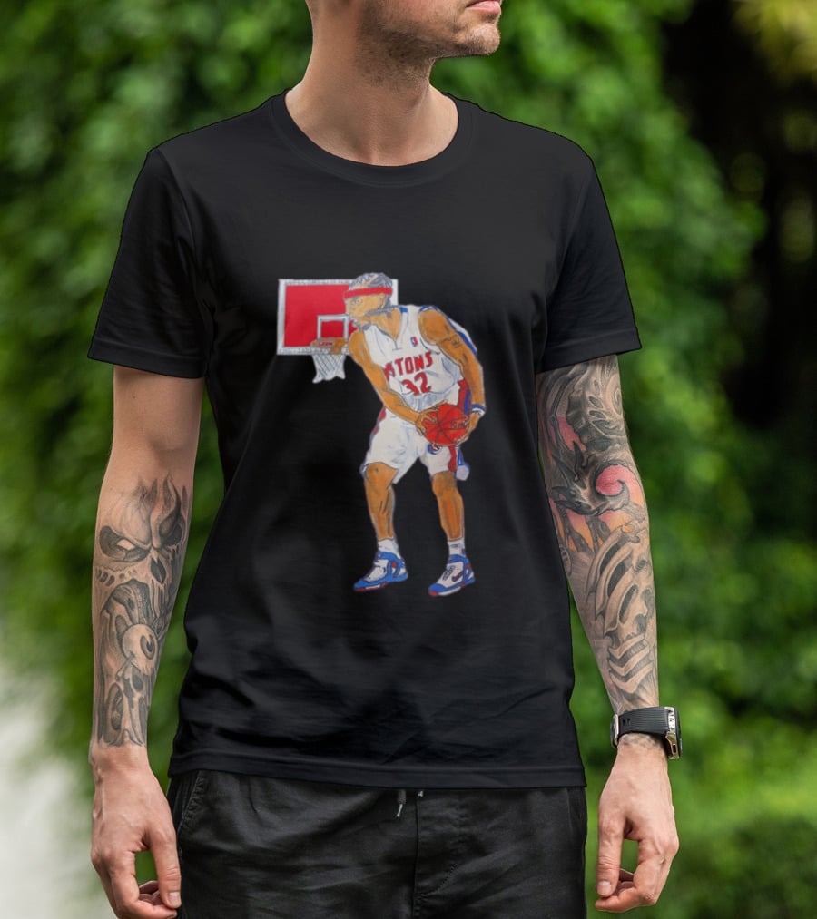 Richard Hamilton Pistons Let It Rip 32 Basketball Action T-Shirt