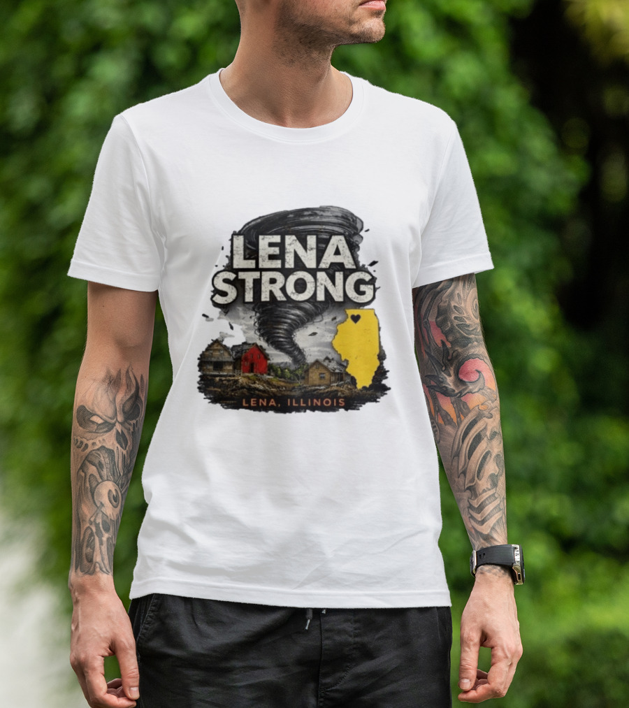 Lena Strong Illinois Tornado Heart Support T-Shirt
