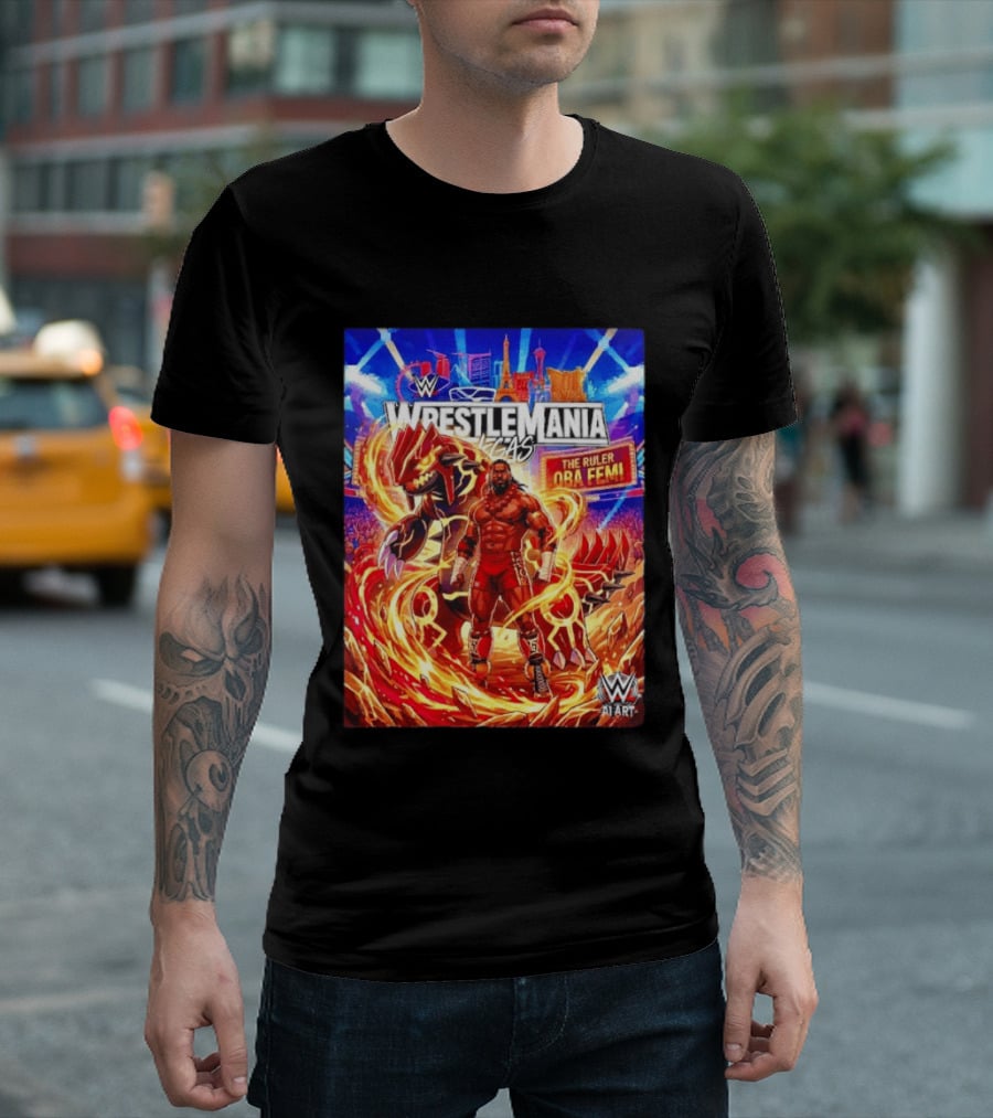 WrestleMania Vegas Pokémon Groudon X The Ruler Oba Femi WWE Superstar T-Shirt