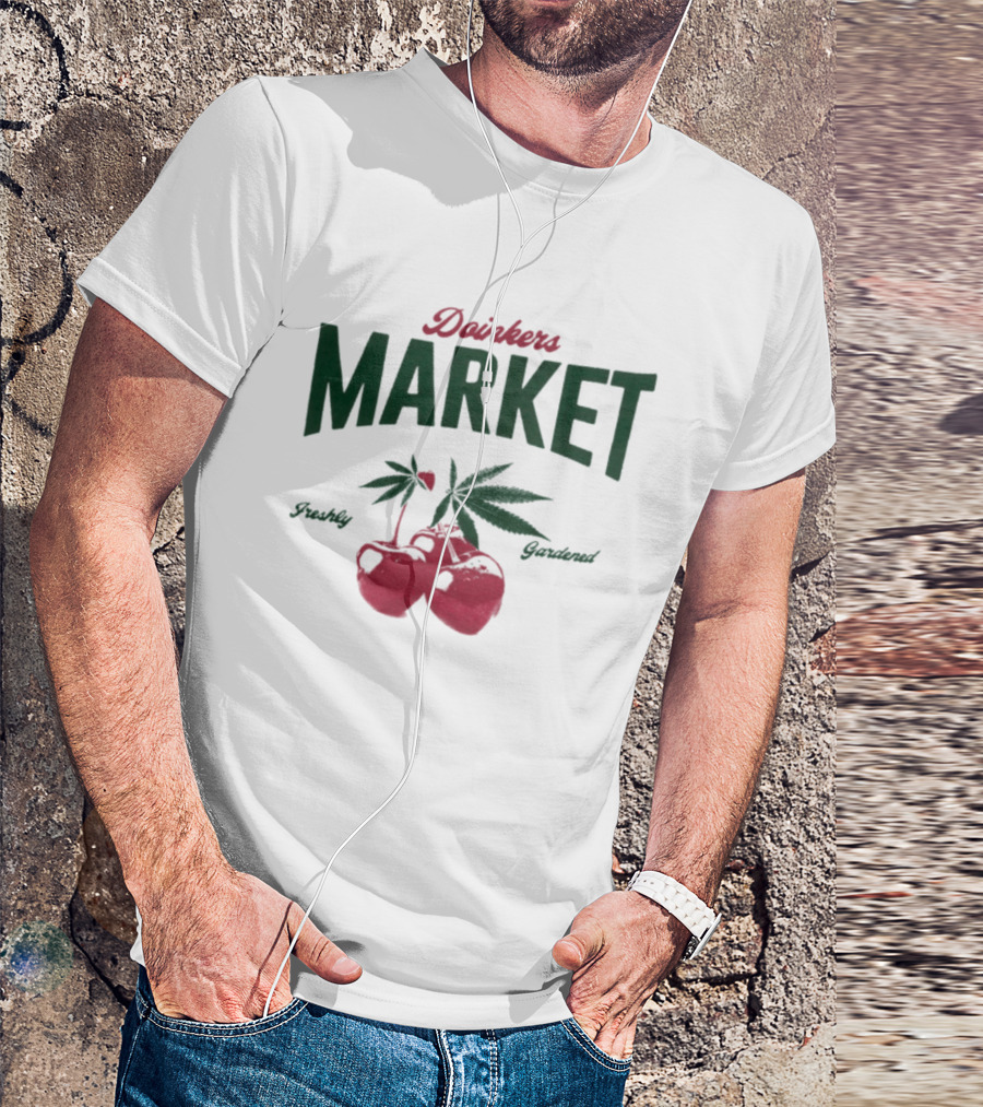 Doinkers Market Freshly Gardened Tomatoes And Cannabis Leaves T-Shirt