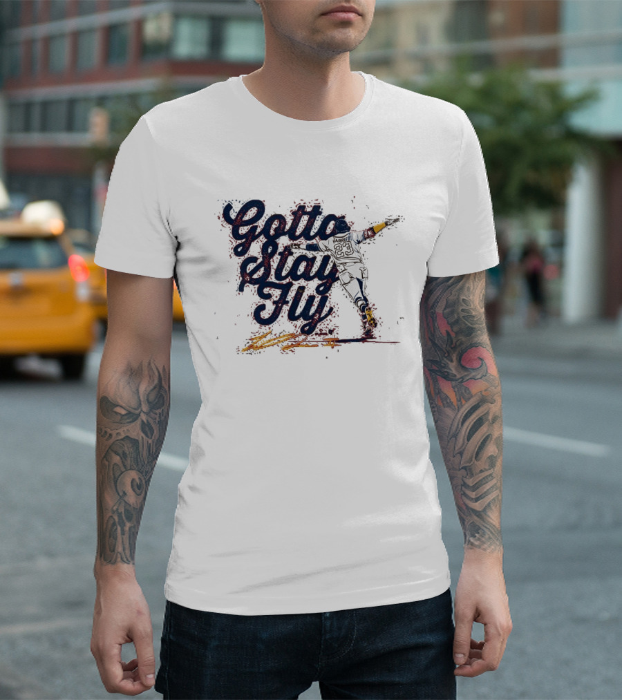 Gotta Stay Fly Michael Harris II Baseball Sliding Action T-Shirt