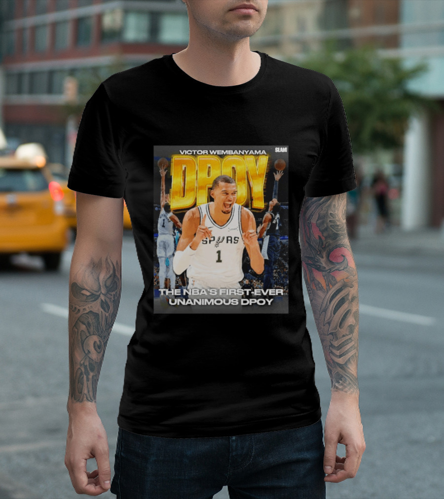 Victor Wembanyama Spurs Basketball NBA First Ever Unanimous DPOY Recognition T-Shirt