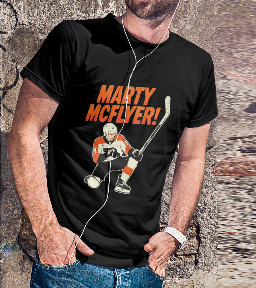 Marty McFlyer 94 Hockey Player In Action T-Shirt