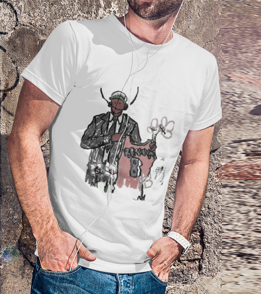 Legend Kobe Bryant Doodles Basketball Icon Art Bulls Flower NBA Black Mamba T-Shirt