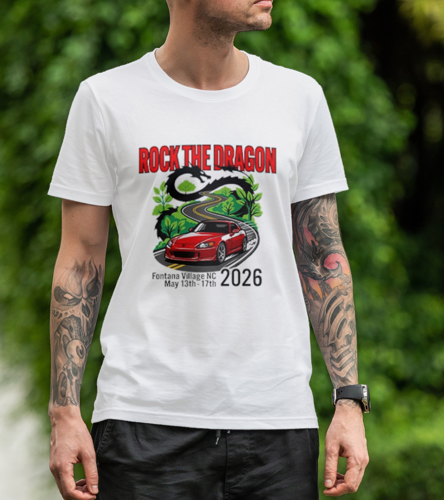 Rock The Dragon Fontana Village NC 2026 Red Car May 15th 17th T-Shirt