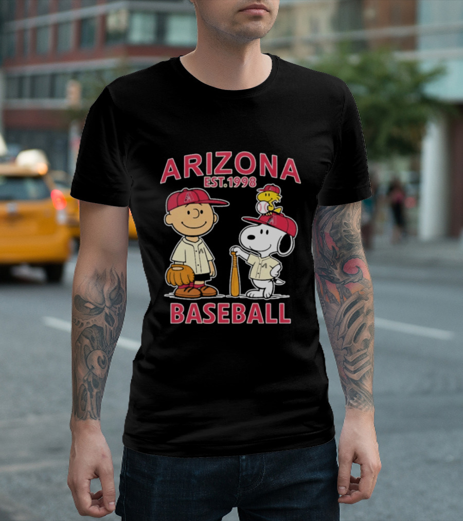 Arizona Est. 1998 Snoopy Woodstock Baseball Team Brown T-Shirt