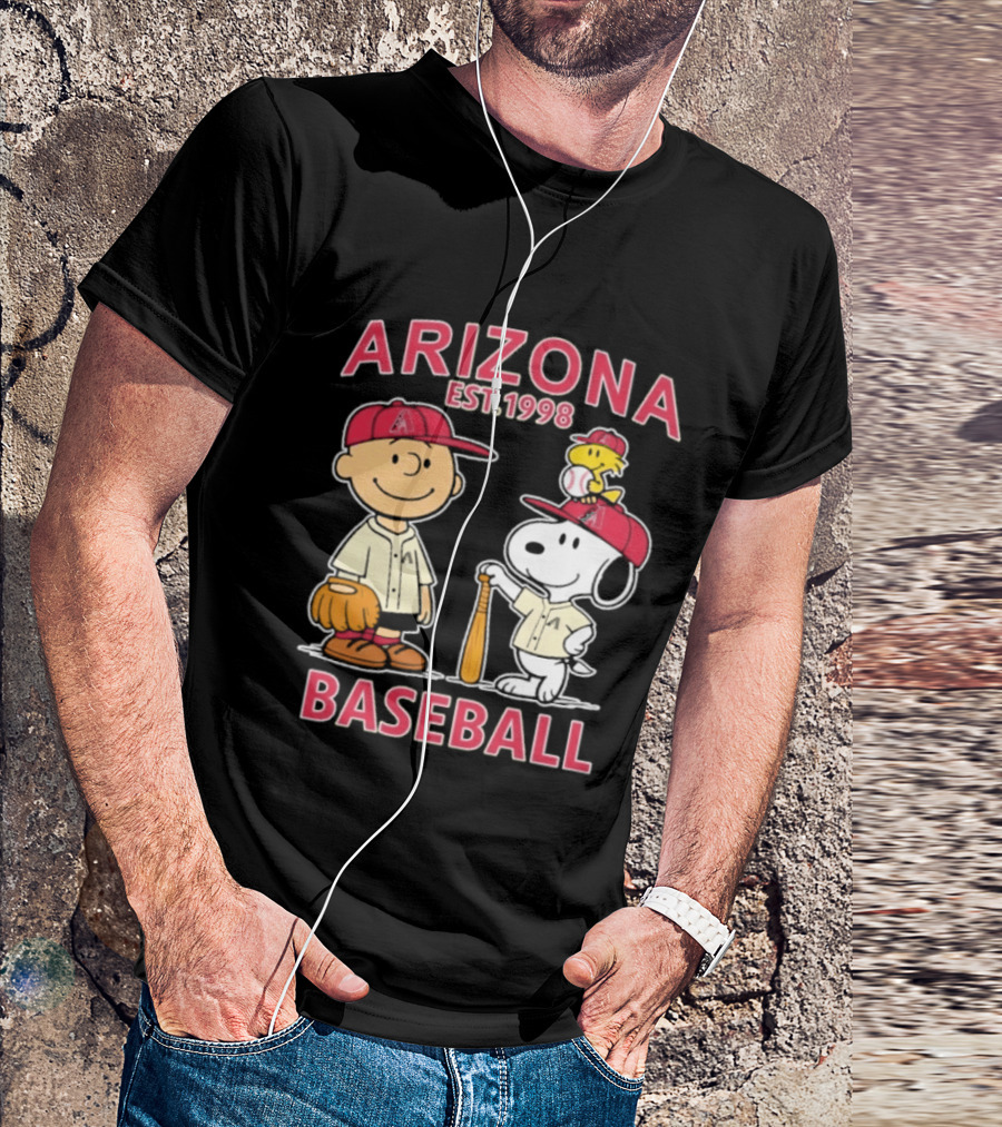 Arizona Est. 1998 Snoopy Woodstock Baseball Team Brown T-Shirt