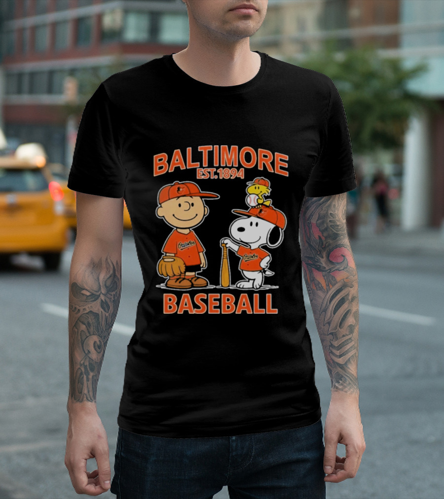 Baltimore Est. 1894 Baseball Snoopy Woodstock Charlie Brown T-Shirt