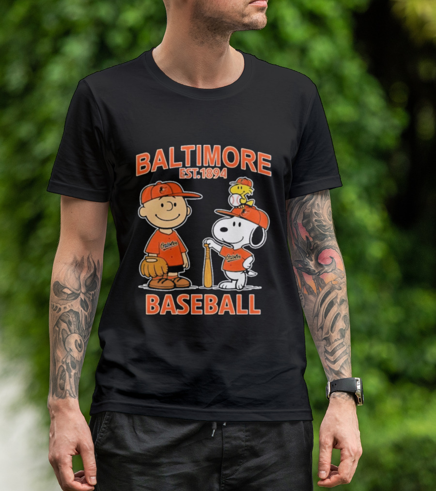 Baltimore Est. 1894 Baseball Snoopy Woodstock Charlie Brown T-Shirt