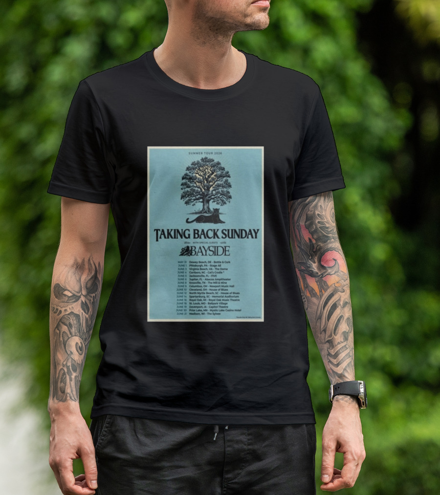 Summer Tour 2026 Taking Back Sunday With Bayside Concert Dates And Locations T-Shirt