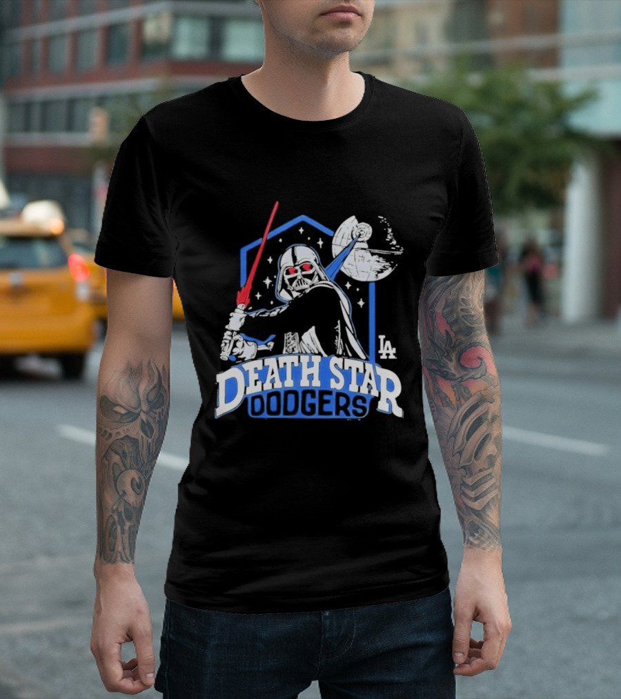 Death Star Dodgers LA Dark Side Star Wars Vader Mashup T-Shirt