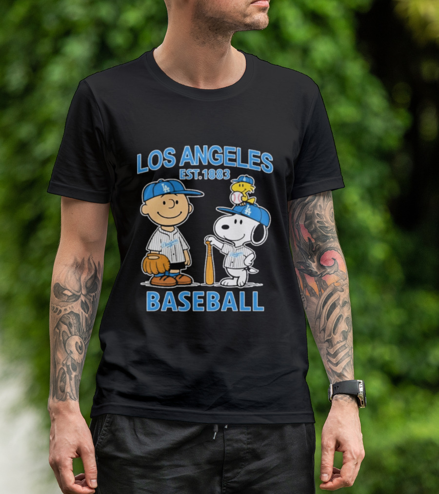 Los Angeles Baseball Est. 1883 Snoopy Woodstock Peanuts Brown T-Shirt