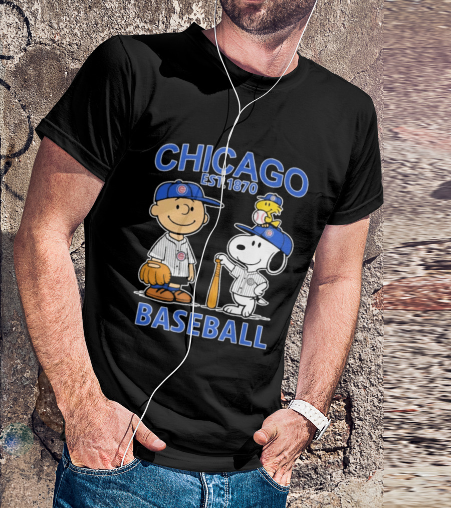 Chicago Est 1870 Snoopy Woodstock Baseball Charlie Brown Cubs T-Shirt