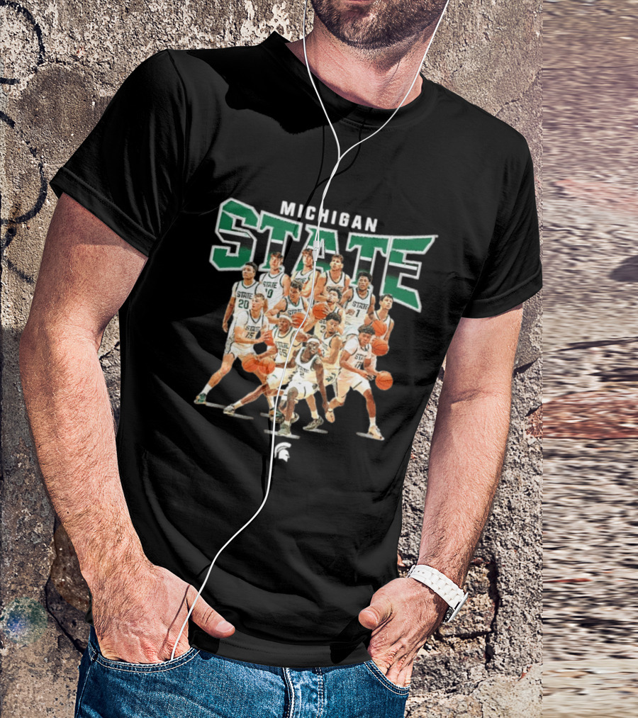 Michigan State Spartans Basketball Team Collage T-Shirt