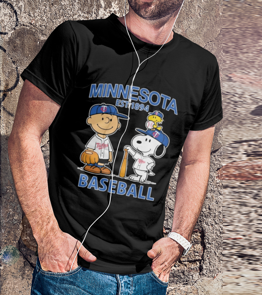 Minnesota Twins Baseball Est 1894 Snoopy Woodstock Charlie Brown T-Shirt