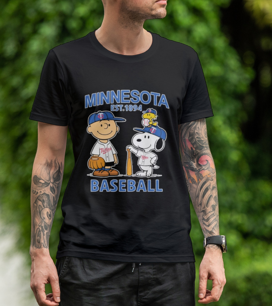 Minnesota Twins Baseball Est 1894 Snoopy Woodstock Charlie Brown T-Shirt