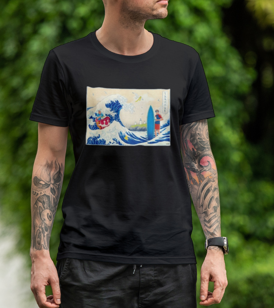 The Great Wave Tramore Surfing Scene Japan Irish Coast Fusion T-Shirt