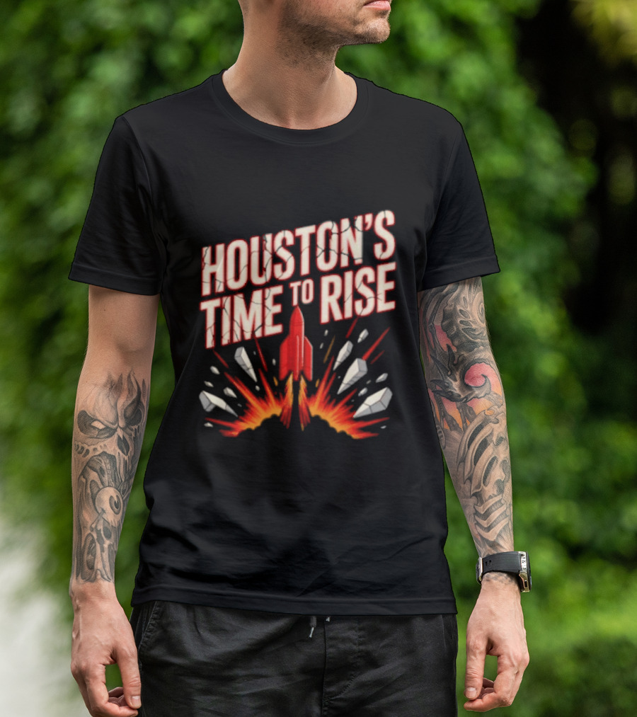 Houston's Time To Rise 2026 NBA Houston Rockets Basketball Team Explosion T-Shirt